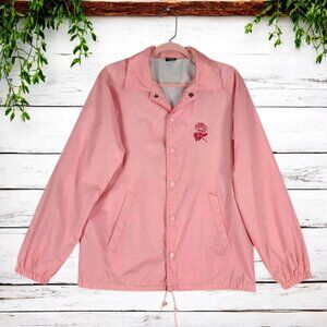 Obey Defiant Rose Pink Button Up Hooded Coach Windbreaker Size Medium